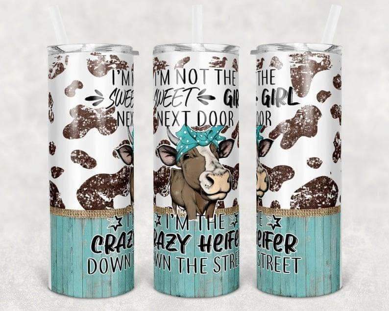 I'm the Crazy Heifer Down the Street 20 oz Skinny Tumbler