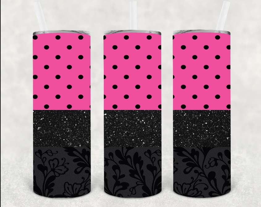 Glitter and Polka Dots 20 oz Skinny Tumbler