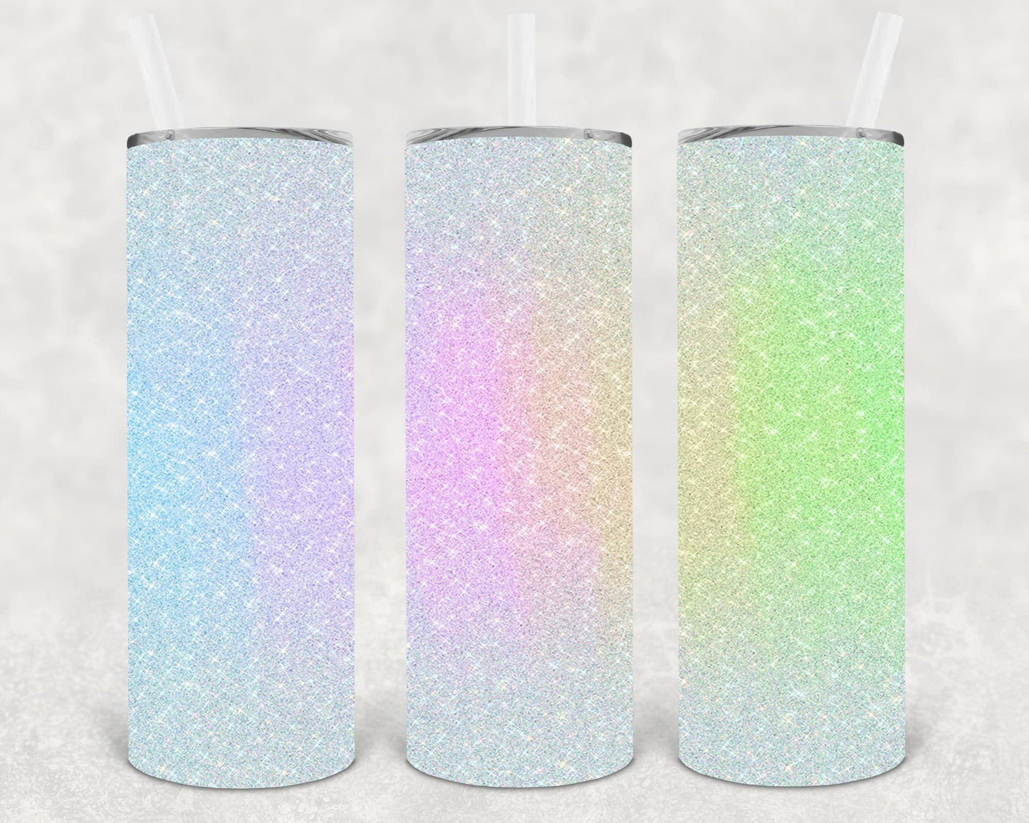 Rainbow Glitter 20 oz Skinny Tumbler