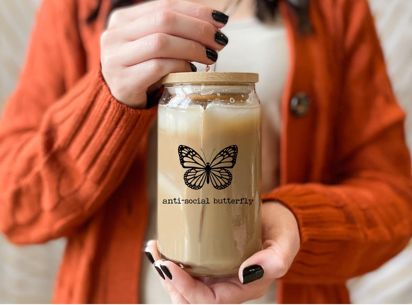 anti-social butterfly glass can