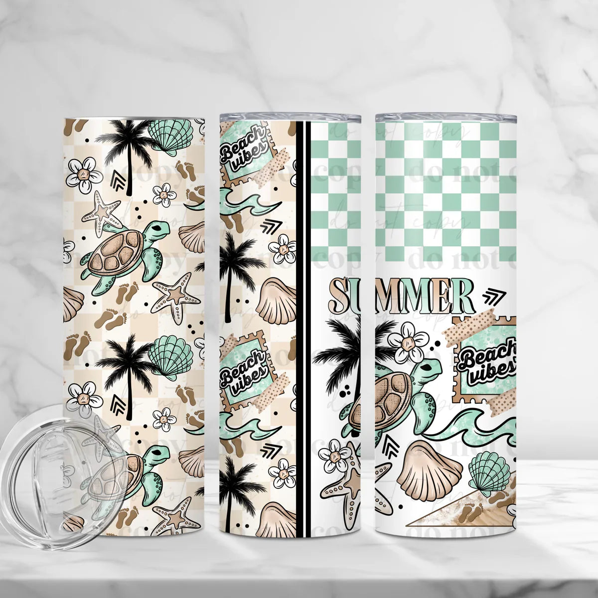 Summer Beach Vibes 20 oz Skinny Tumbler