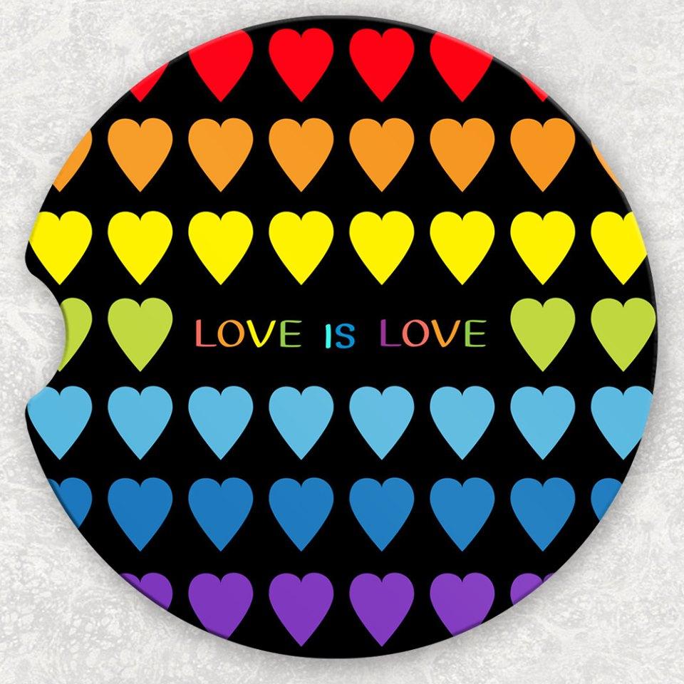 Car Coaster Set - Rainbow Hearts Love is Love