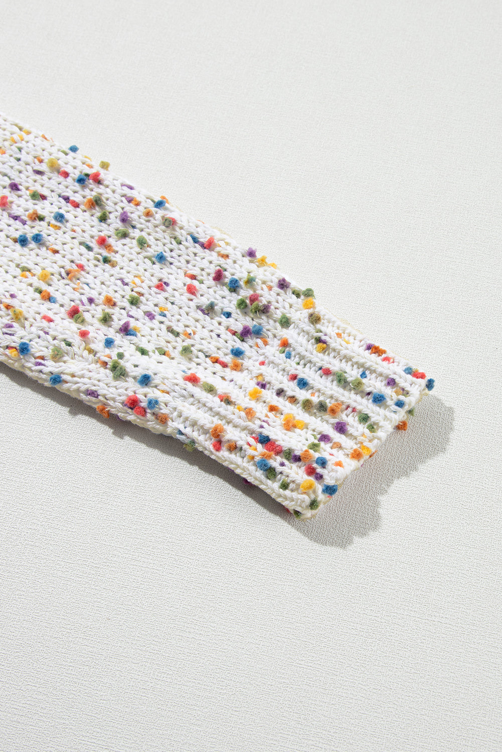 White Rainbow Popcorn Speckles Open Front Cardigan
