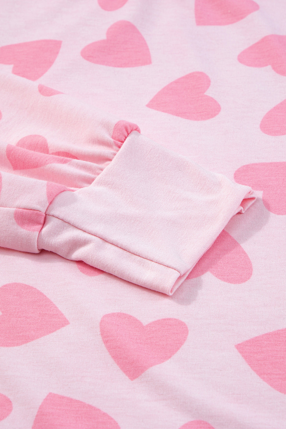 Black Valentine Heart Shape Print Long Sleeve Top Shorts Lounge Set
