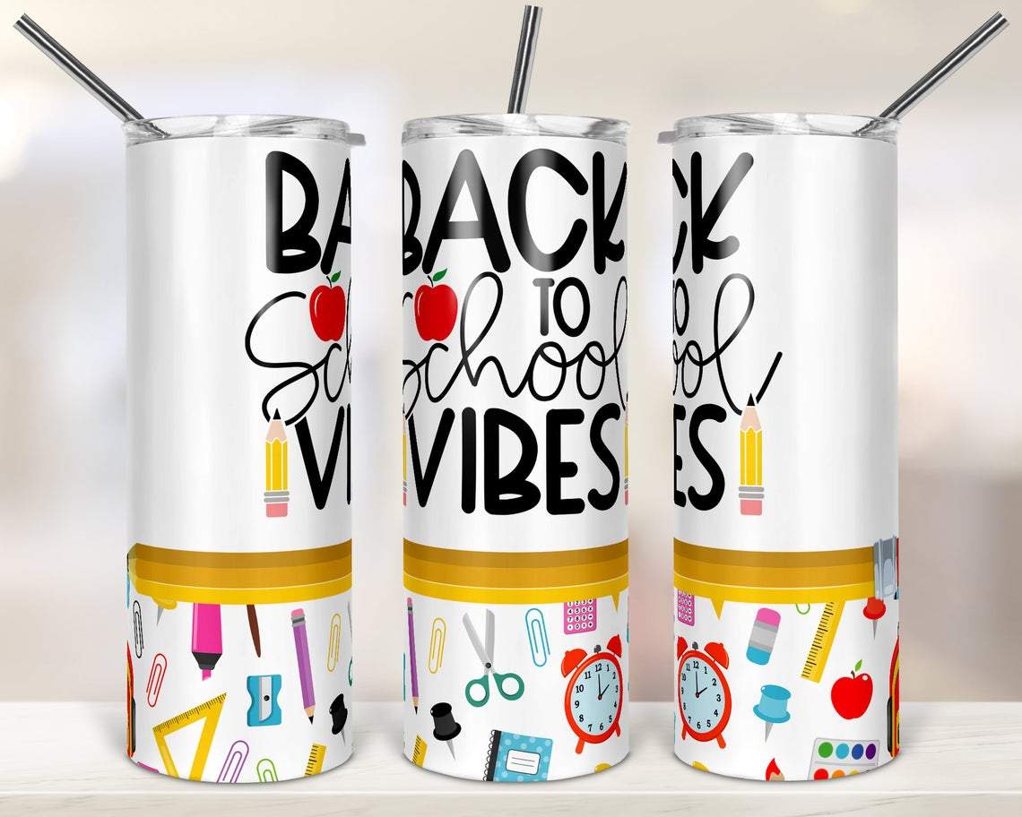 Back to School Vibes 20 oz Skinny Tumbler