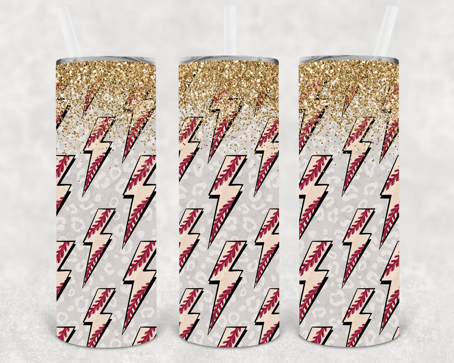 Baseball Lightning Bolts 20 oz Skinny Tumbler