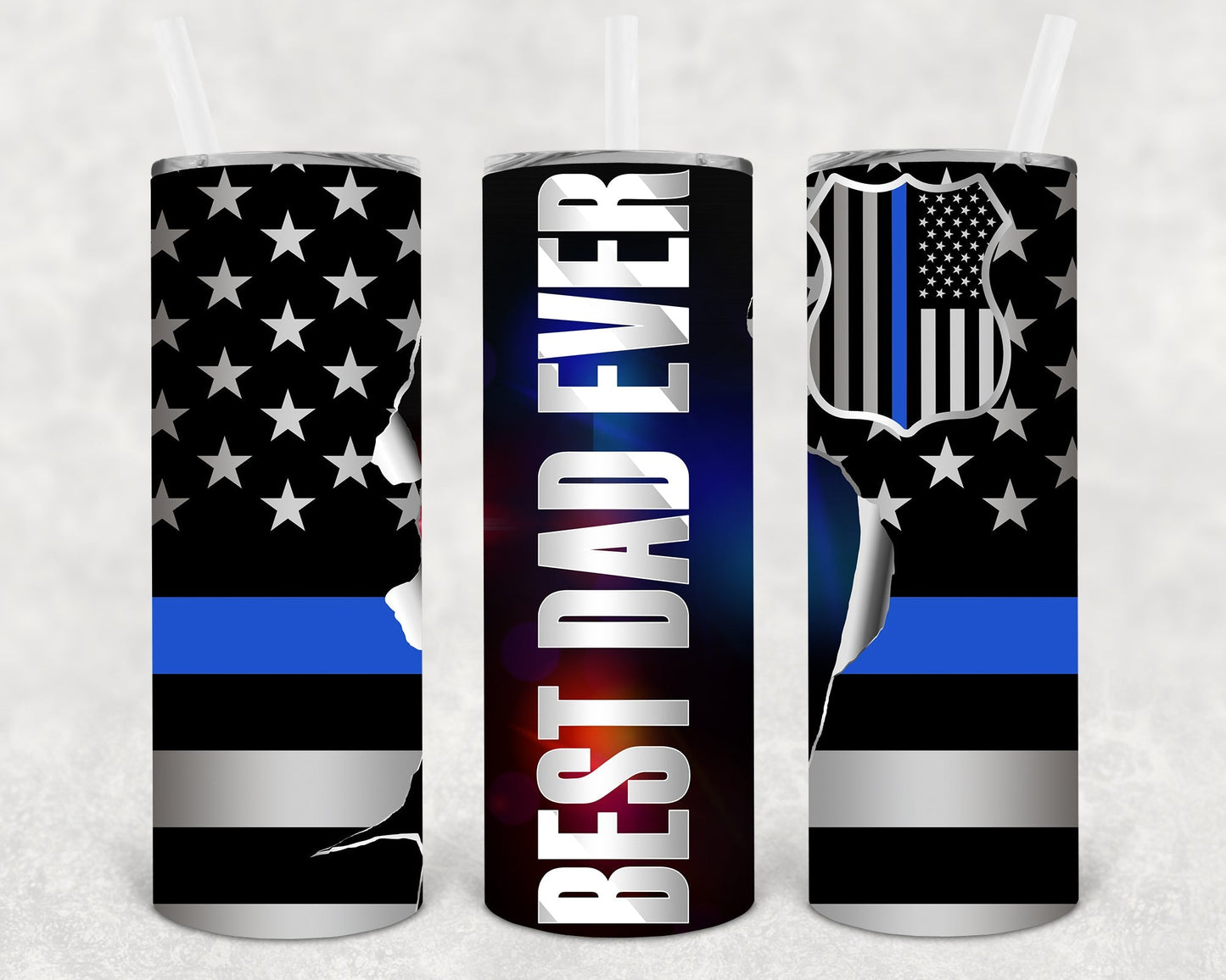 Best Dad Ever Police 20 oz Skinny Tumbler