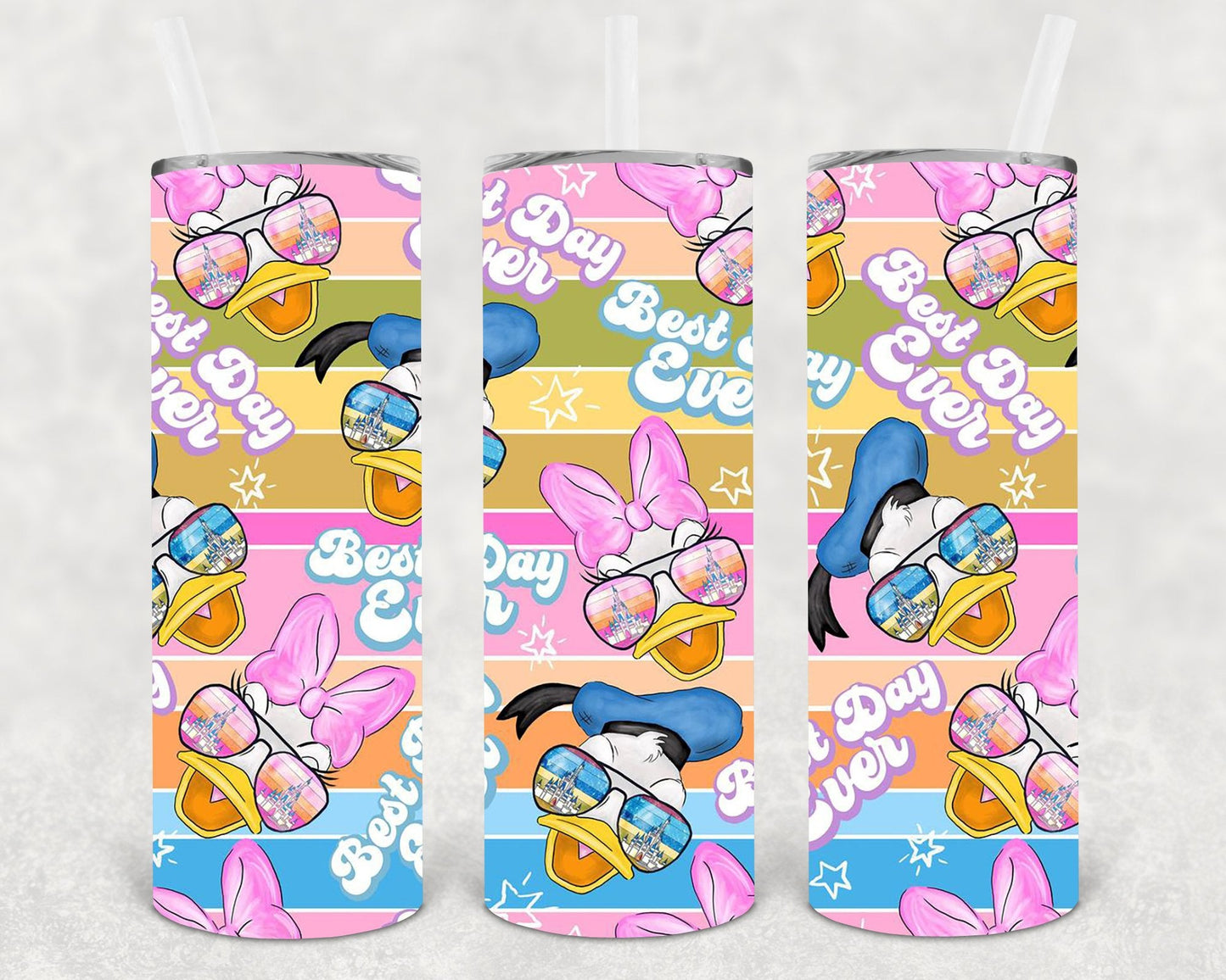Best Day Ever Donald and Daisy 20 oz Skinny Tumbler