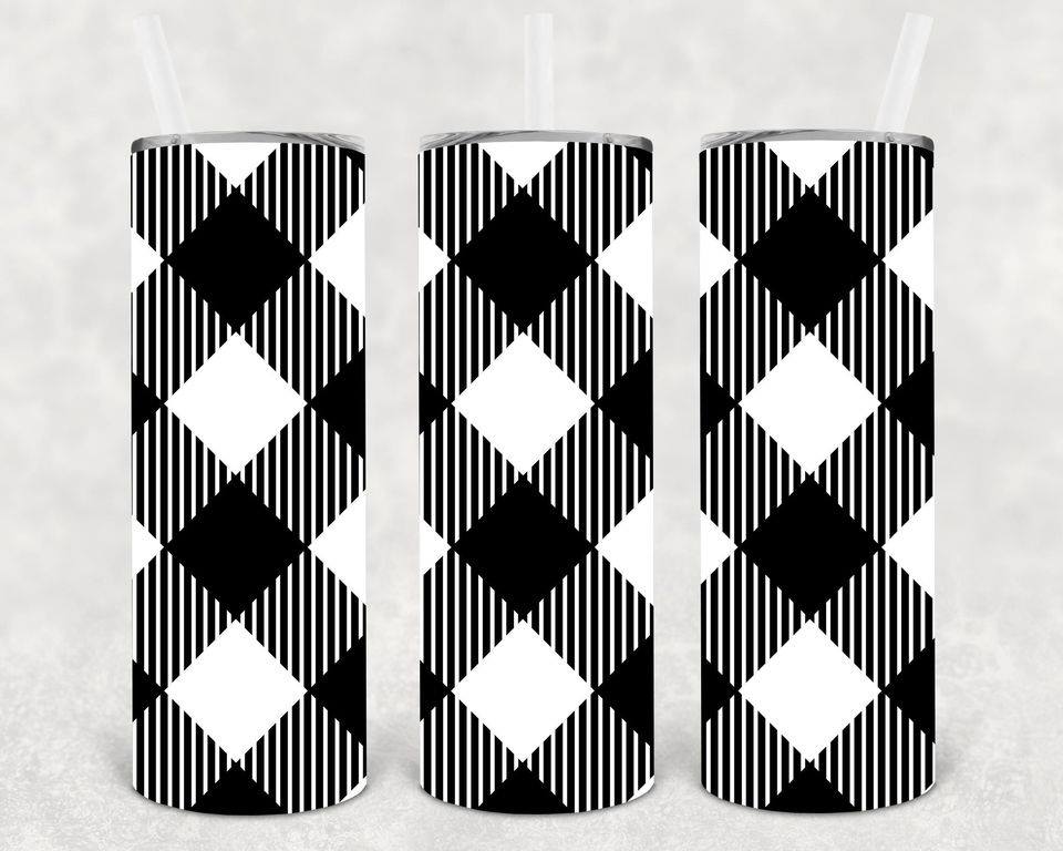 Black and White Plaid 20 oz Skinny Tumbler