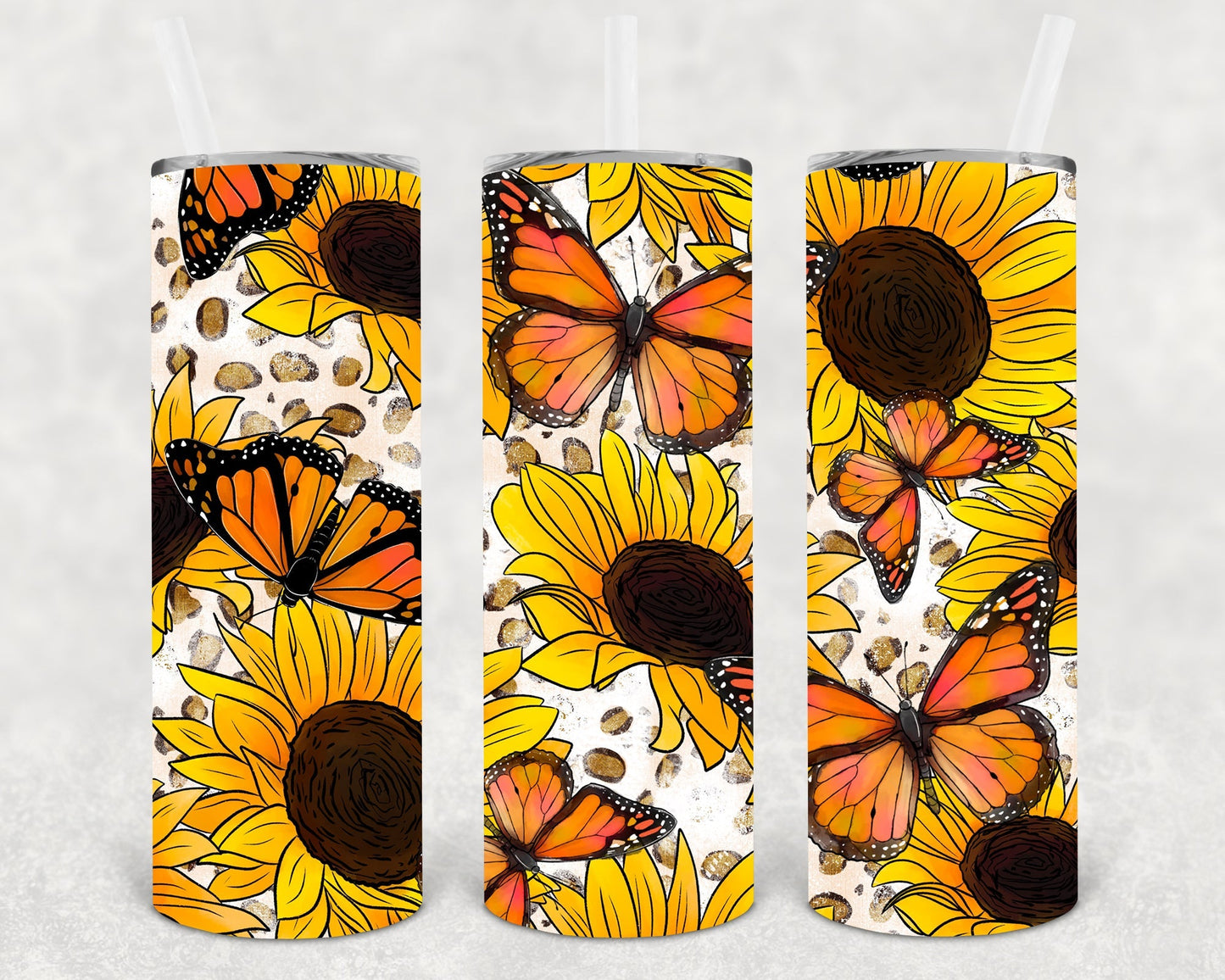 Butterfly Sunflowers 20 oz Skinny Tumbler
