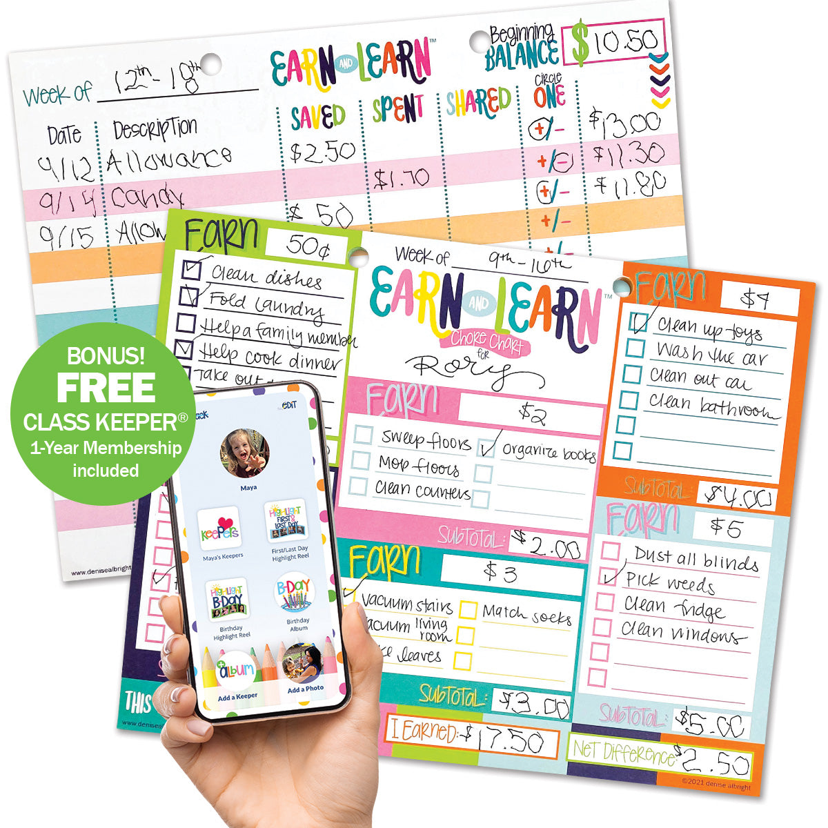 Earn & Learn® Kids Money Management Chore Chart Pad | Dry Erase Savings Tracker for School Age Kids