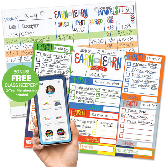 Earn & Learn® Kids Money Management Chore Chart Pad | Dry Erase Savings Tracker for School Age Kids