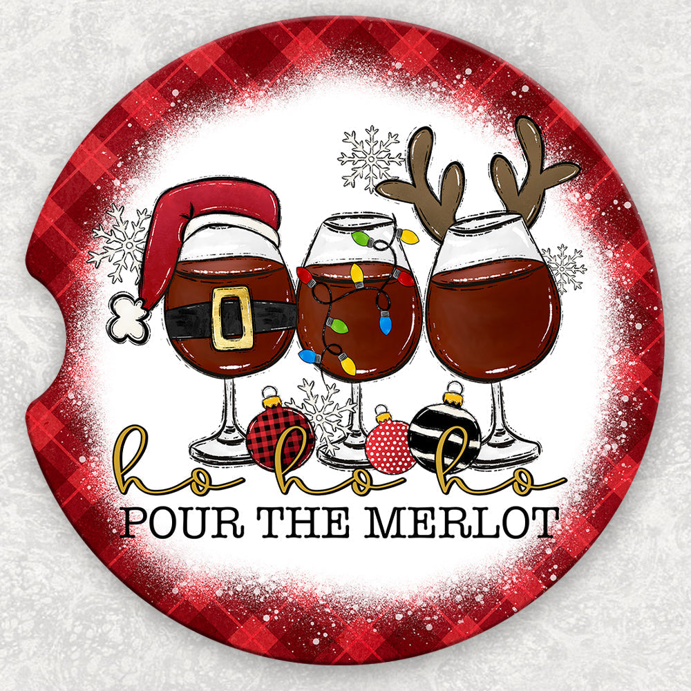 Car Coaster Set - Ho Ho Ho Pour the Merlot