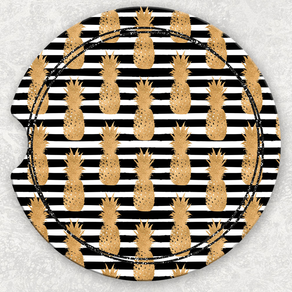 Car Coaster Set - Pineapples and Stripes