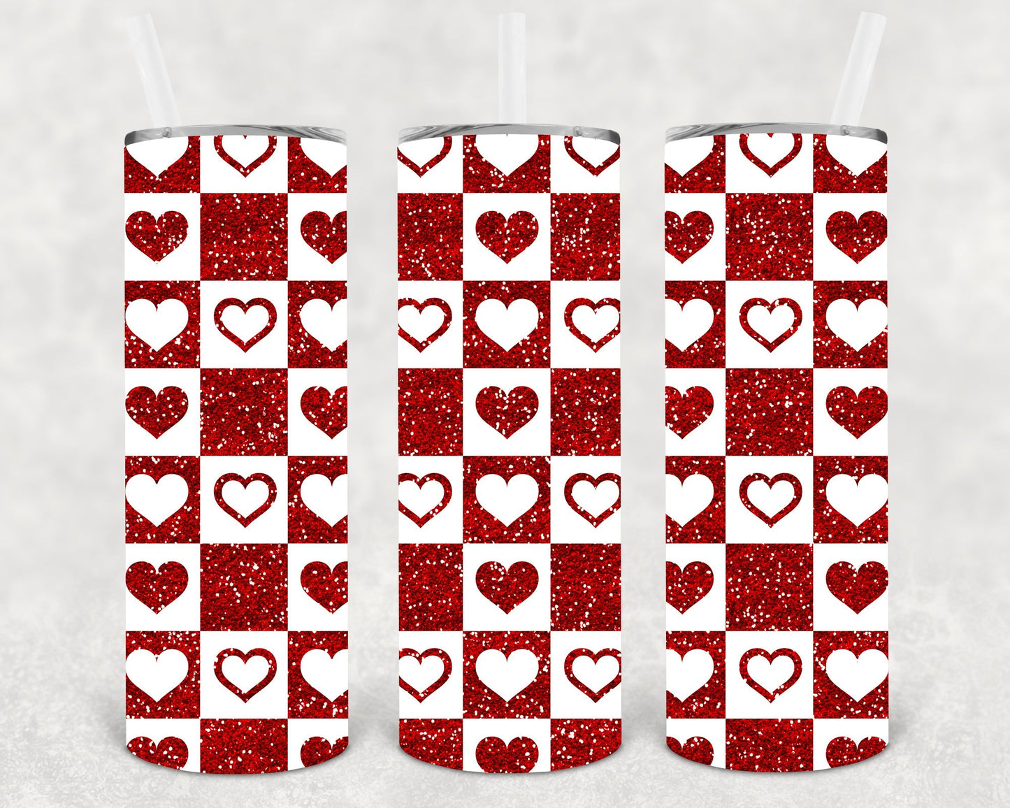 Checkerboard Hearts 20 oz Skinny Tumbler