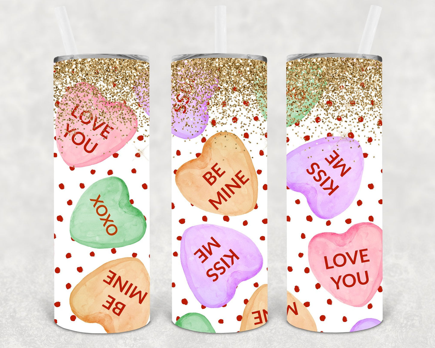 Conversation Hearts 20 oz Skinny Tumbler