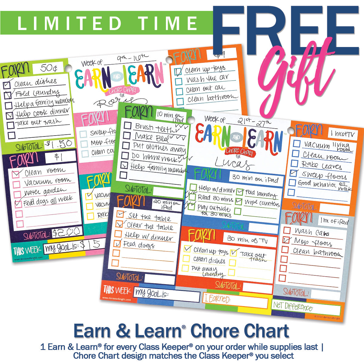 Mom Must-Have School Keepsake Kit | Class Keeper®, Photo Prop Deck & School Stickers | BONUS! App Membership + BONUS! Earn & Learn® Chore Chart Pad | (2) Styles