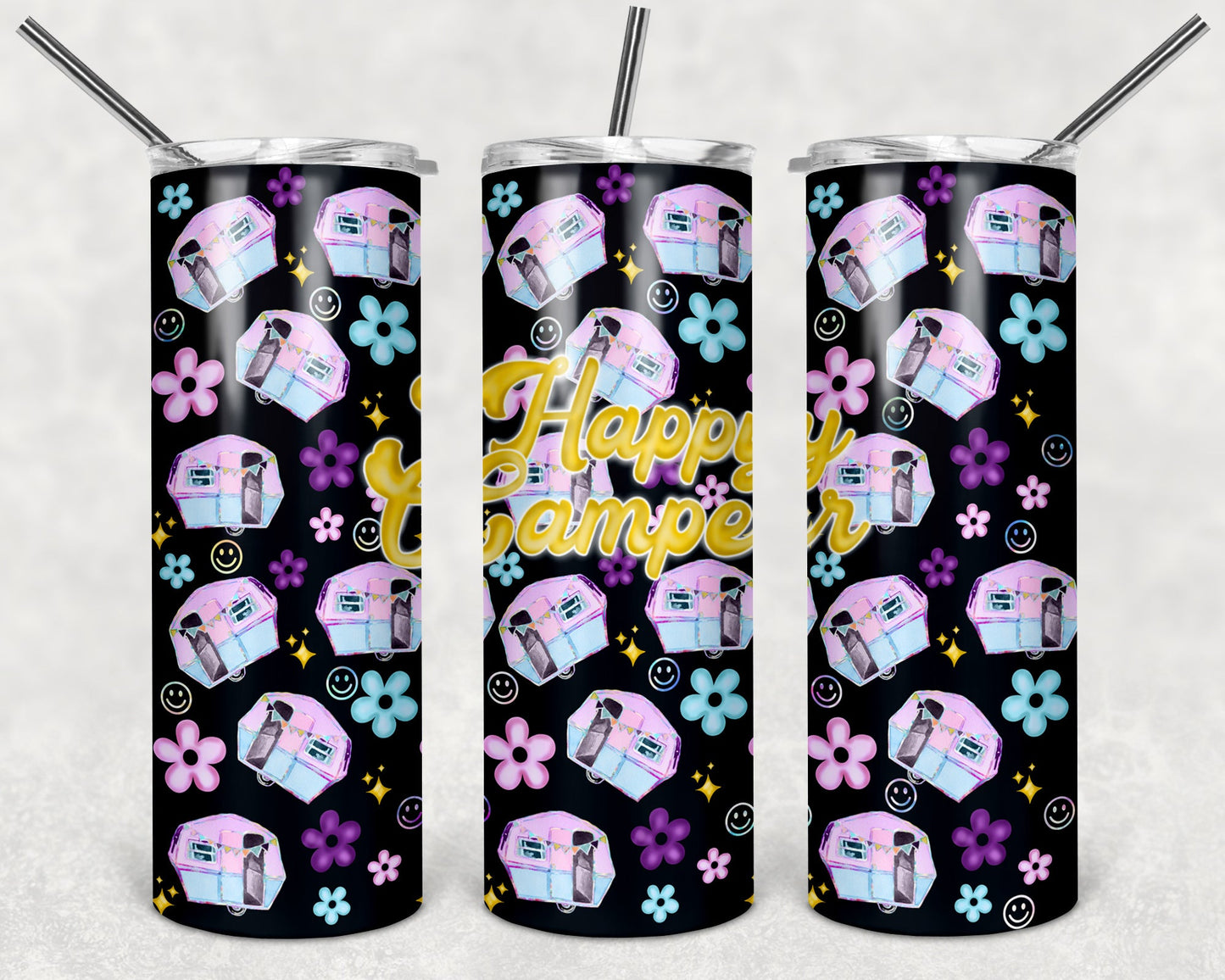 Happy Camper 20 oz Skinny Tumbler