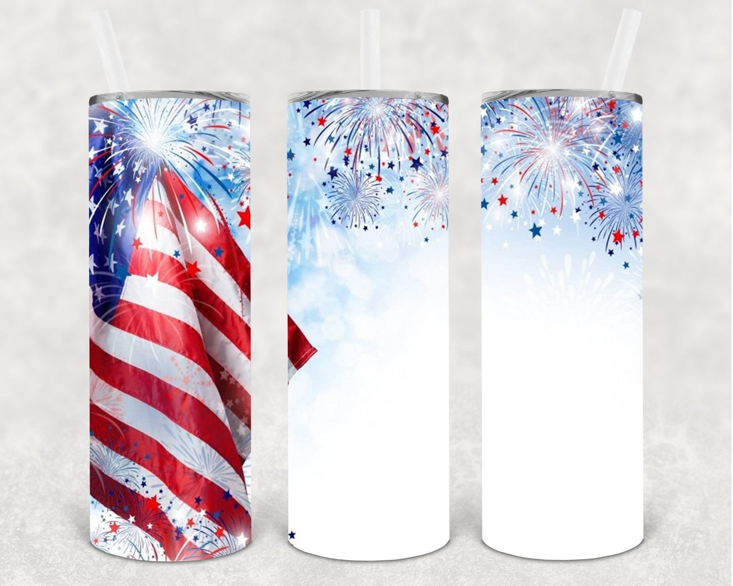 Fireworks and Flag 20 oz Skinny Tumbler