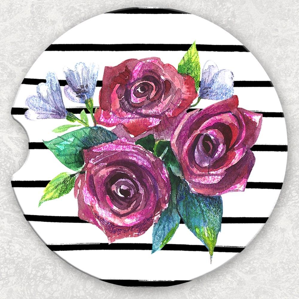 Car Coaster Set - Floral and Stripes