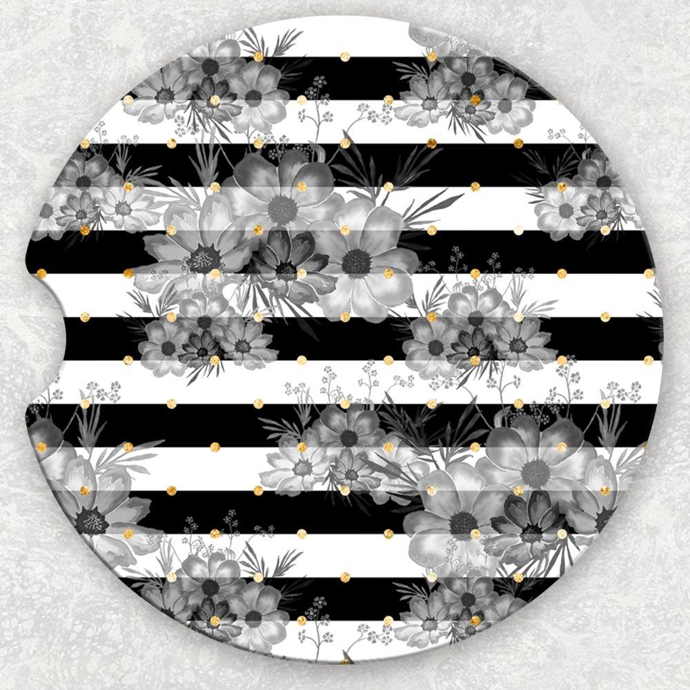 Car Coaster Set - Floral and Stripes