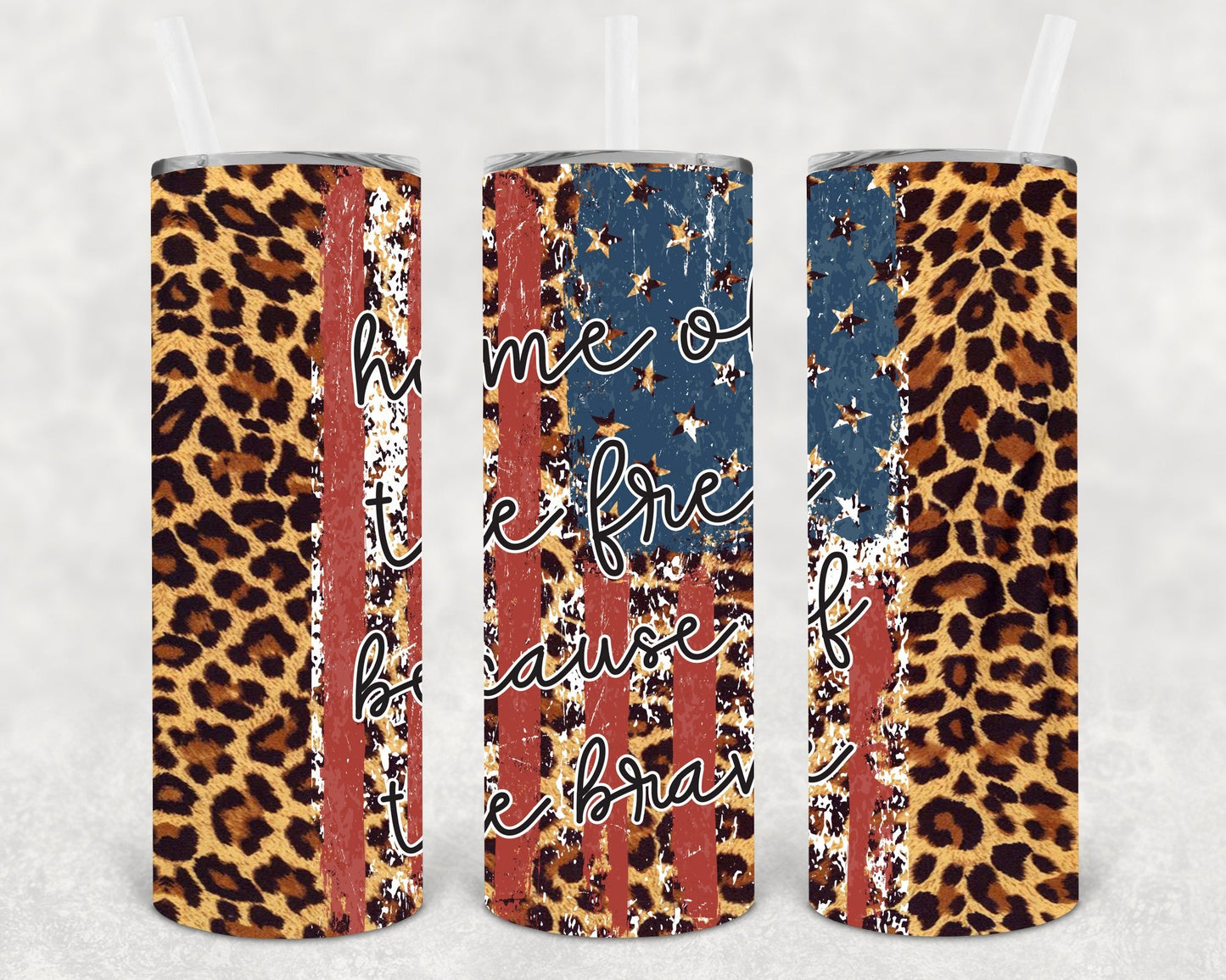 Home of the Free Because of the Brave 20 oz Skinny Tumbler