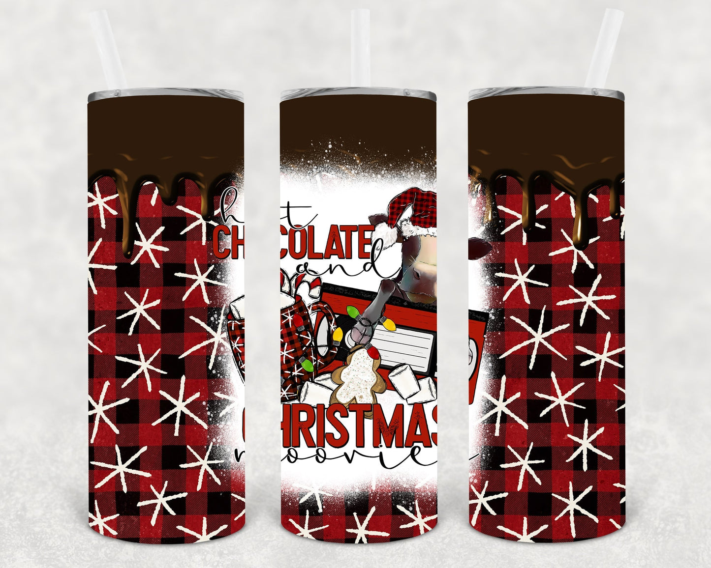 Hot Chocolate and Christmas Moovies 20 oz Skinny Tumbler