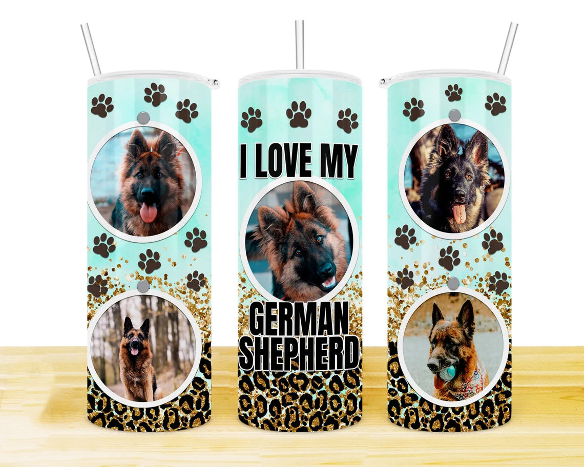I Love My German Shepherd 20 oz Skinny Tumbler