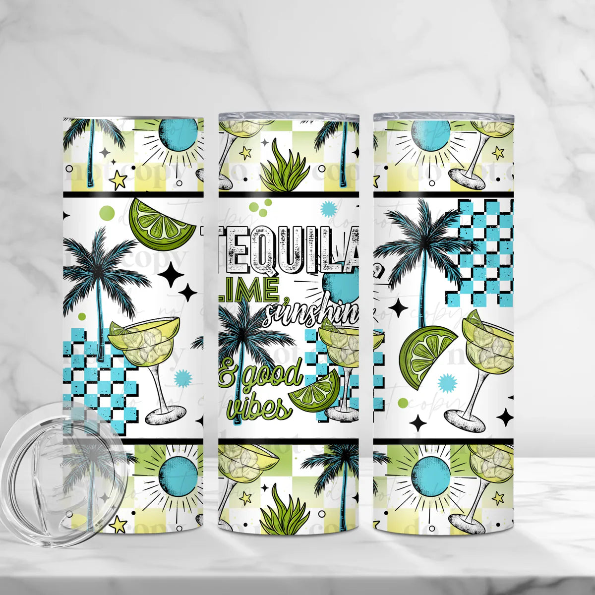 Tequila Lime Sunshine & Good Vibes 20 oz Skinny Tumbler