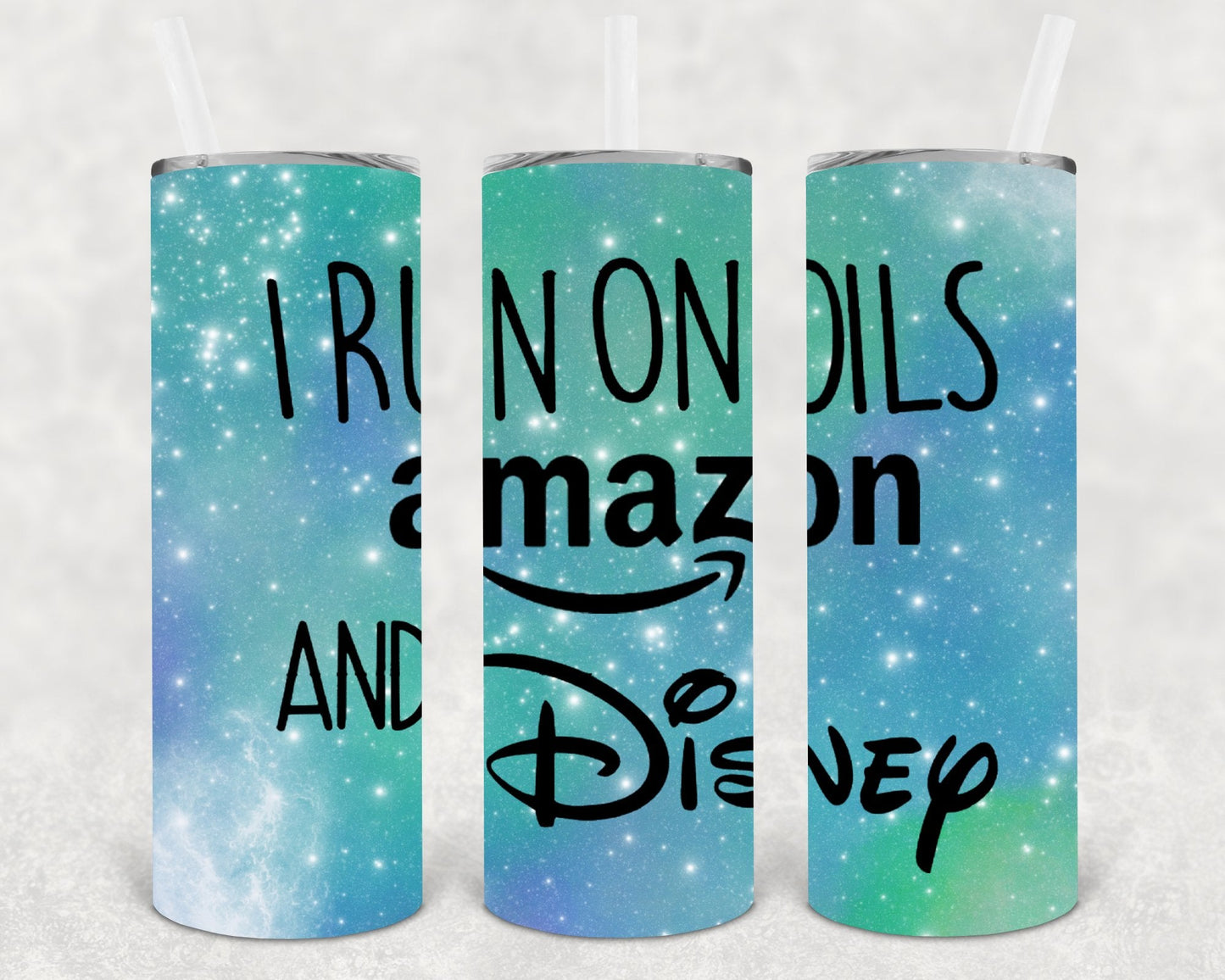 I Run on Oils Amazon 20 oz Skinny Tumbler