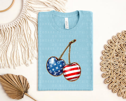 Patriotic Cherries Graphic Tee