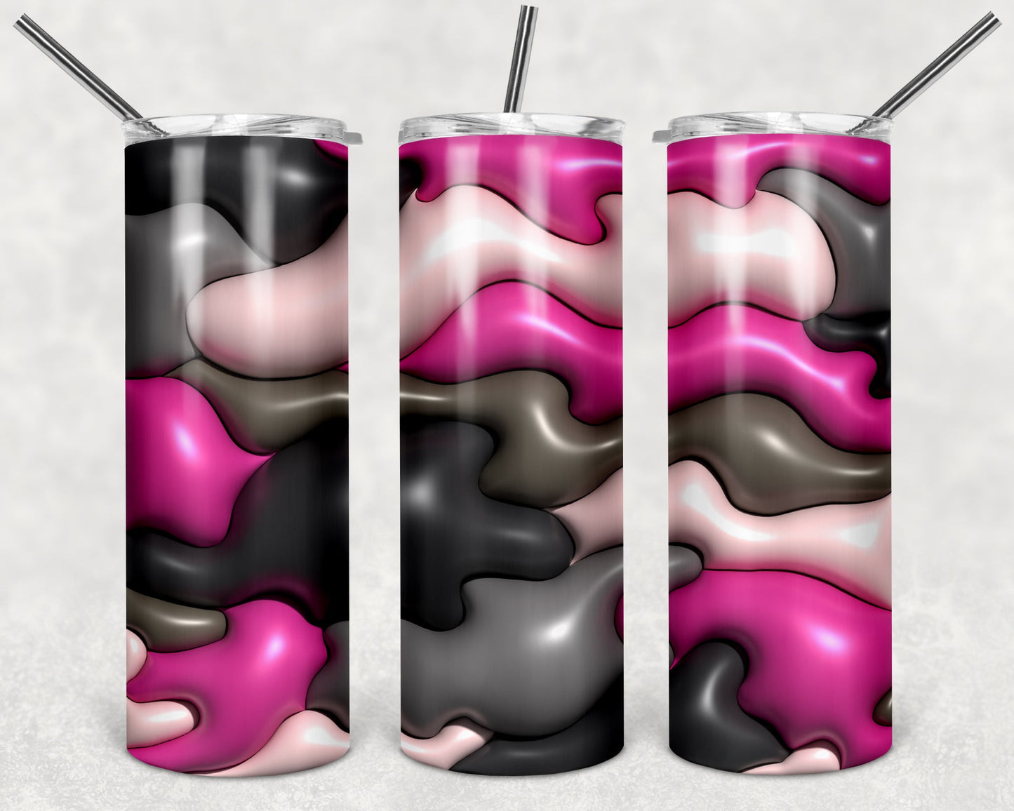 Pink Camo Puffy 20 oz Skinny Tumbler