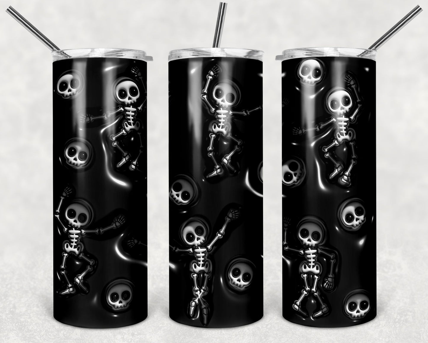 Skeleton Puffy 20 oz Skinny Tumbler