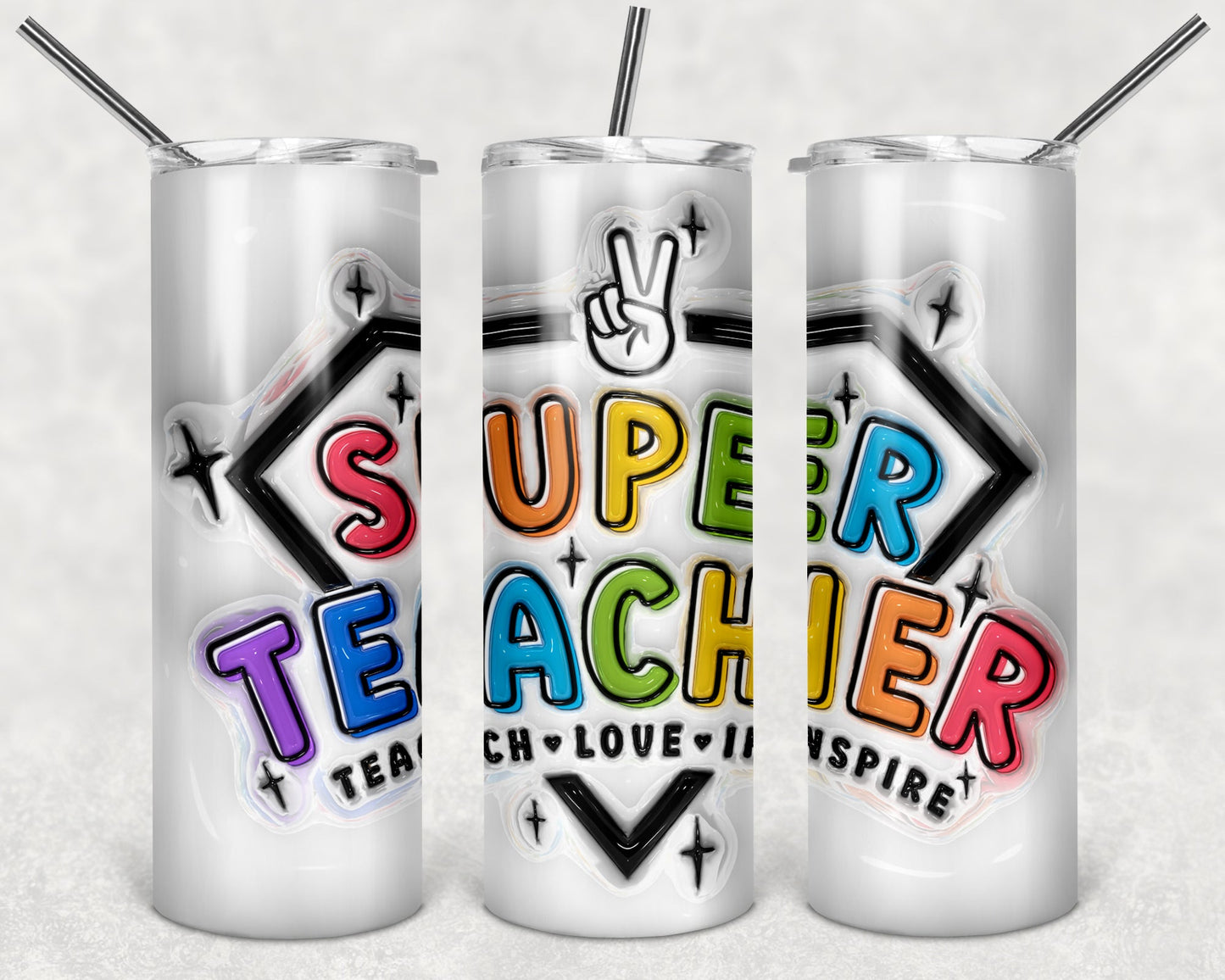 Super Teacher Puffy 20 oz Skinny Tumbler
