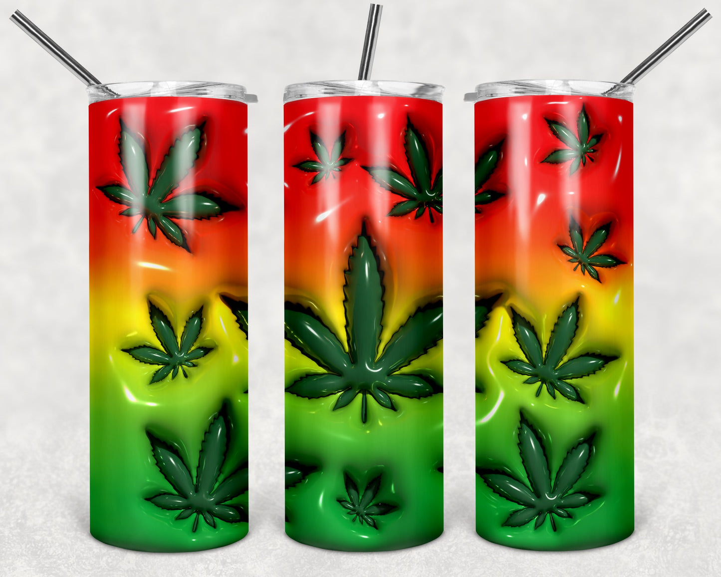 Pot Leaves Puffy 20 oz Skinny Tumbler