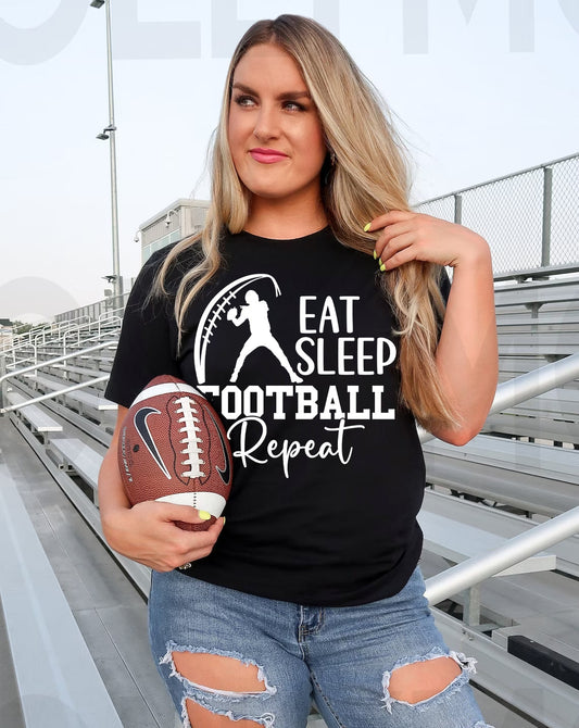 Eat Sleep Football Repeat Graphic Tee