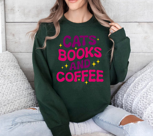 Cats Books and Coffee - Graphic Sweatshirt