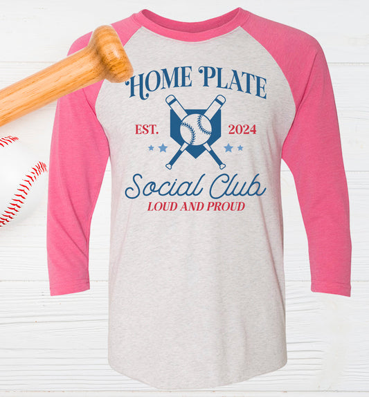 Home Plate Social Club Baseball - Raglan Graphic Tee
