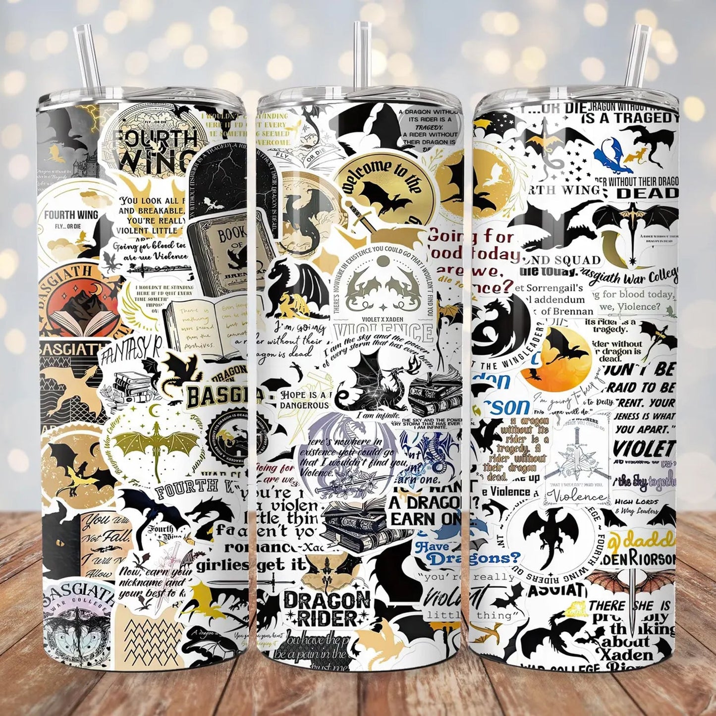 Fourth Wing Stickers 20 oz Skinny Tumbler