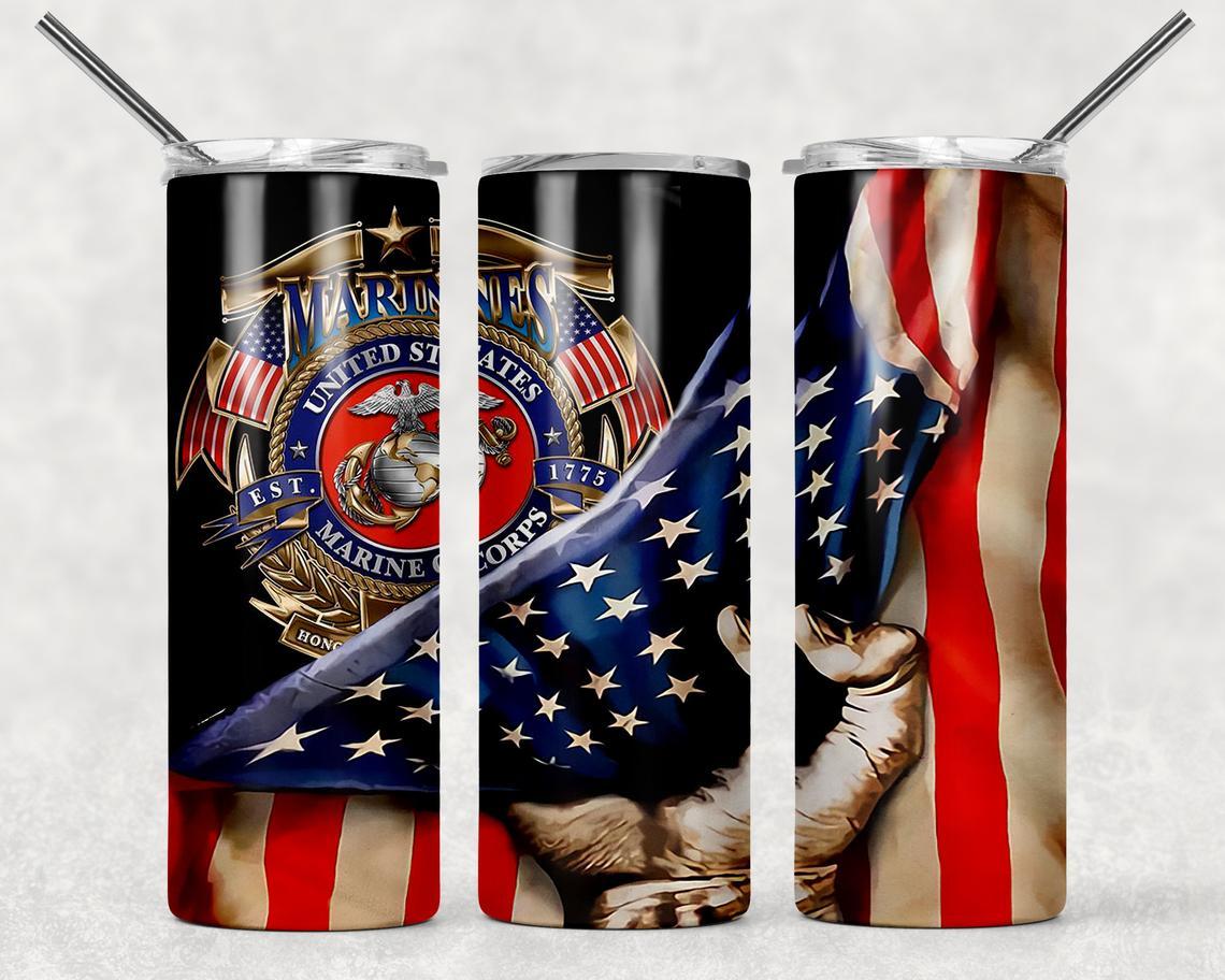 Marines 20 oz Skinny Tumbler
