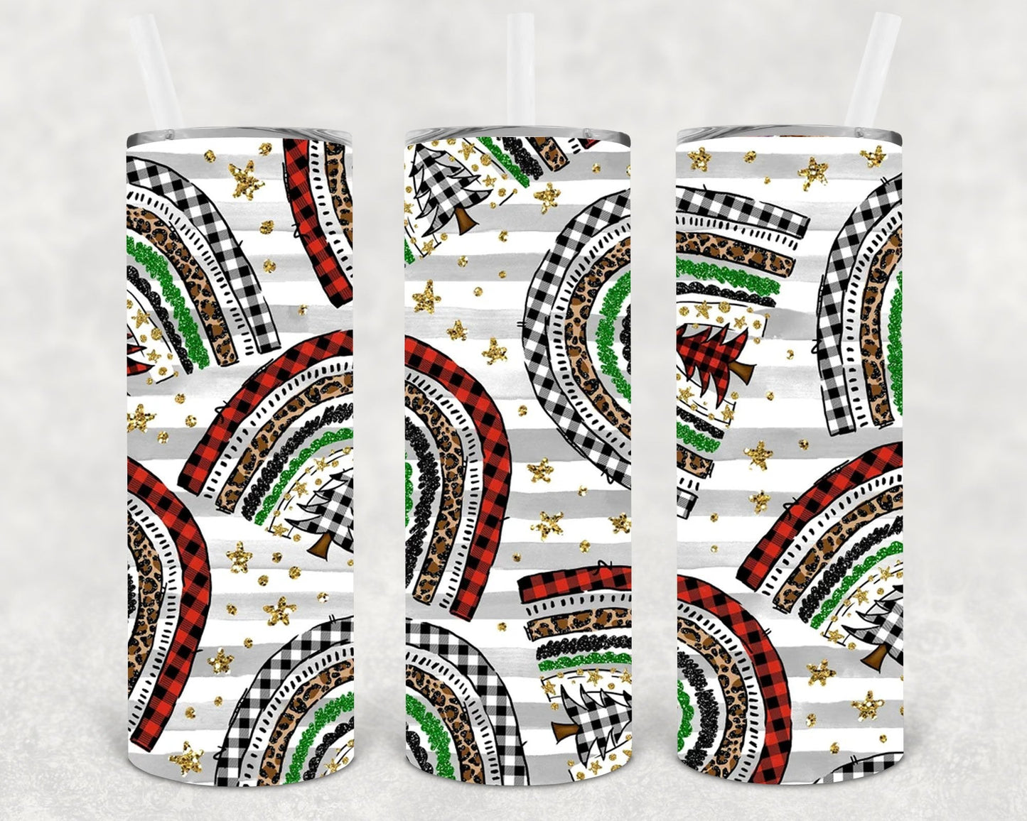 Merry and Bright Rainbow 20 oz Skinny Tumbler