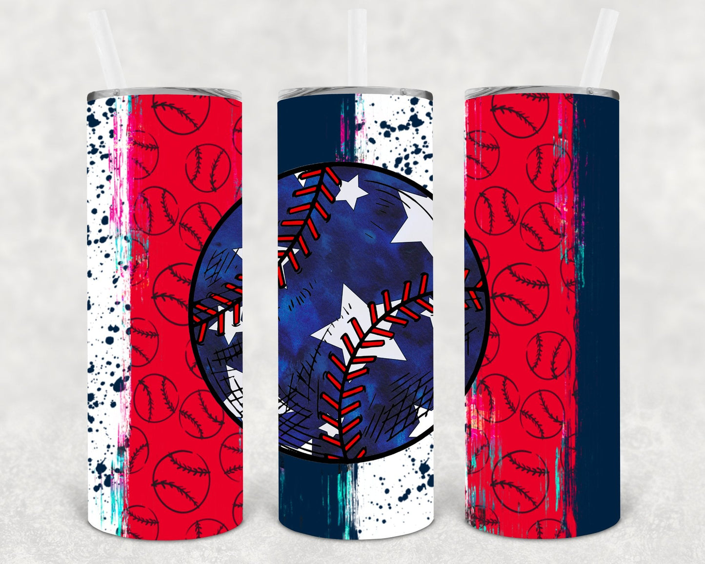Patriotic Baseball 20 oz Skinny Tumbler