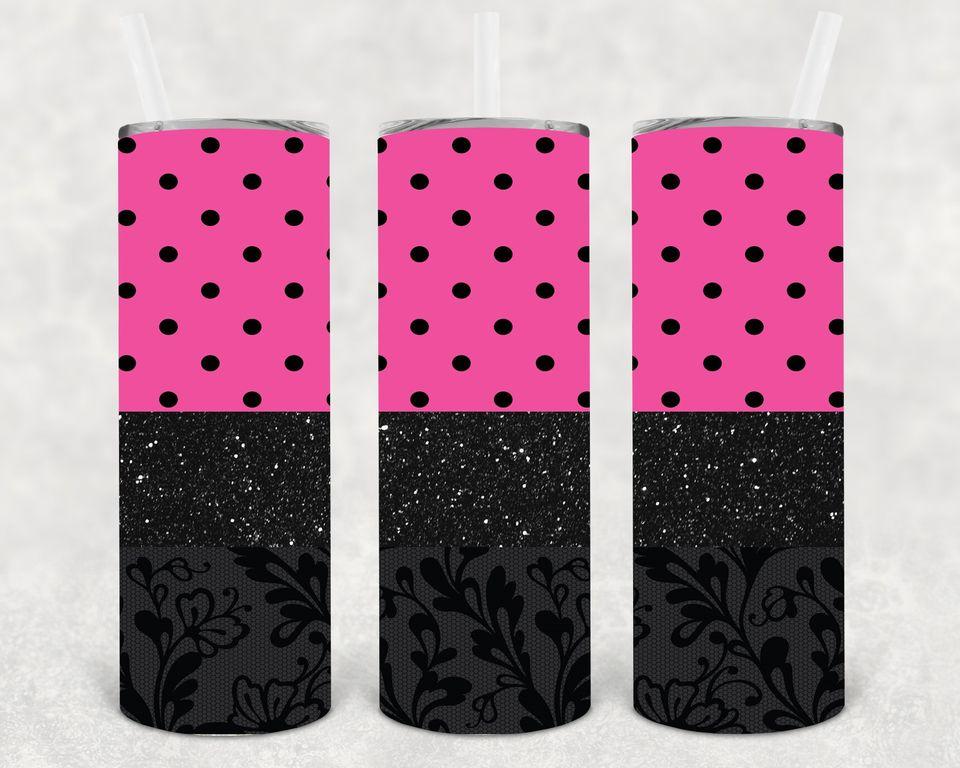 Pink and Black 20 oz Skinny Tumbler