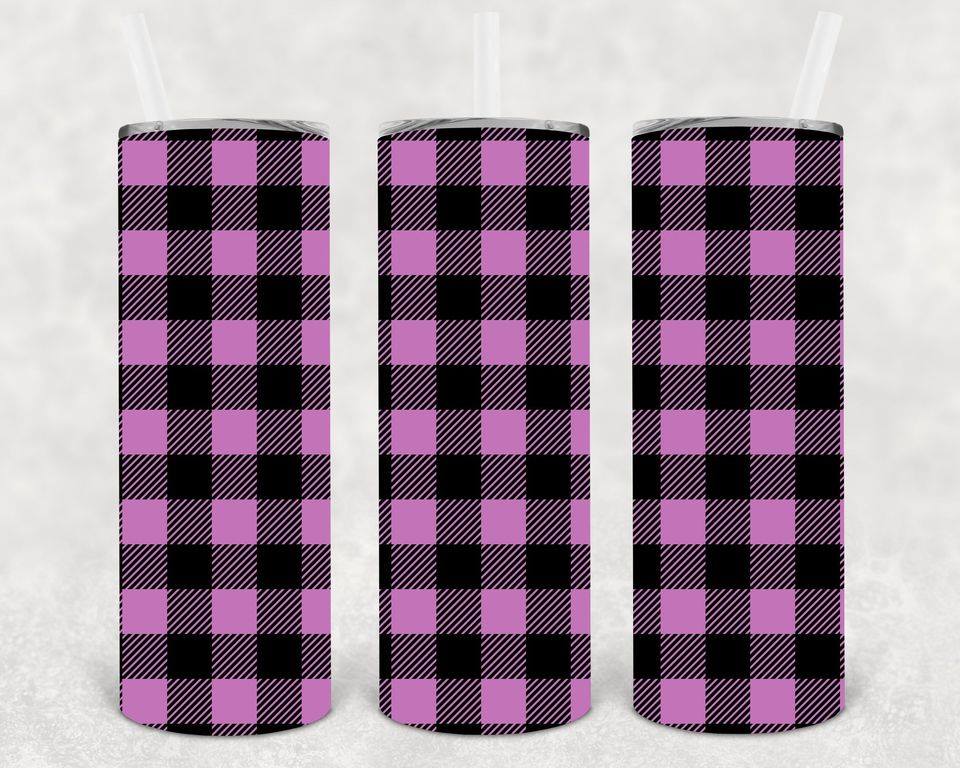 Purple Plaid 20 oz Skinny Tumbler