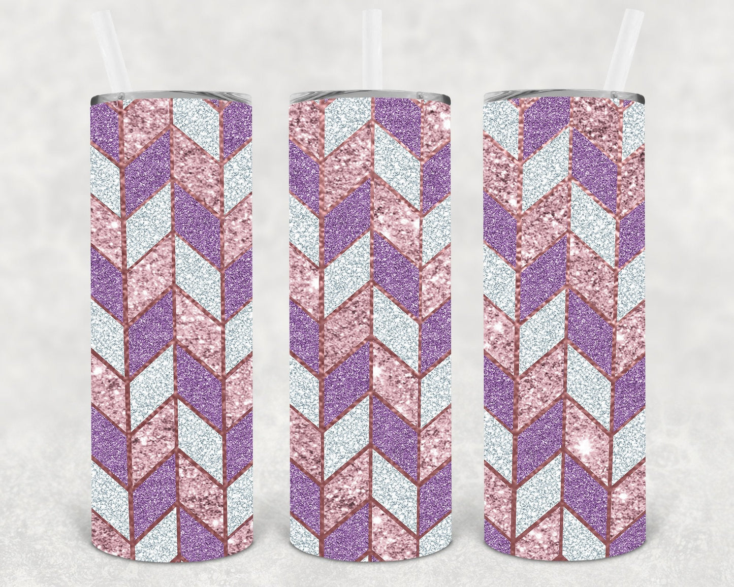 Rose Gold and Purple Chevron 20 oz Skinny Tumbler