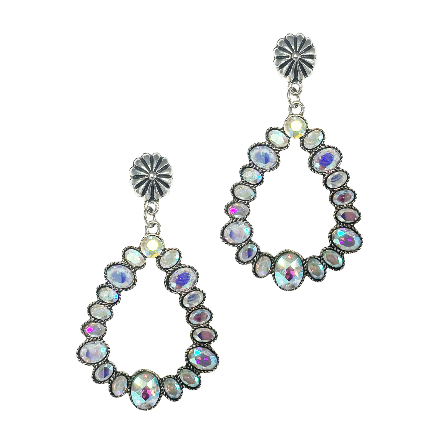 Glowing and Perfection Silver Earrings with AB Crystals