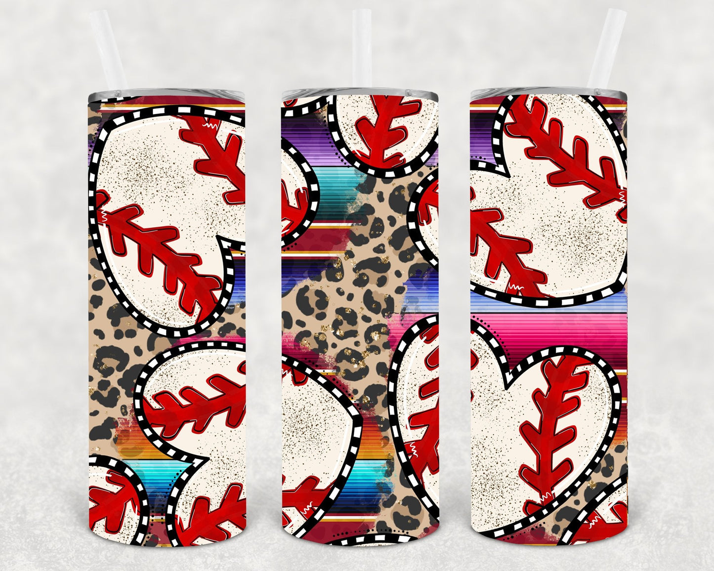 Serape Leopard Baseball 20 oz Skinny Tumbler