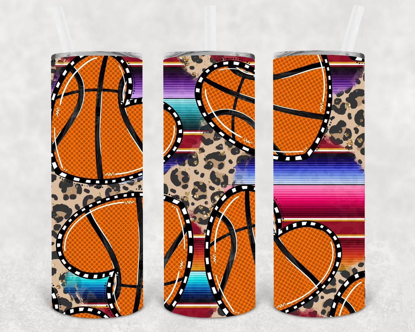 Serape Leopard Basketball 20 oz Skinny Tumbler