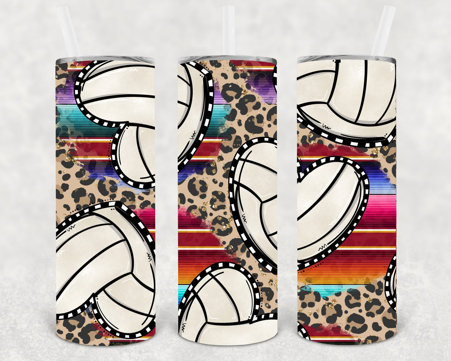 Serape Leopard Volleyball 20 oz Skinny Tumbler