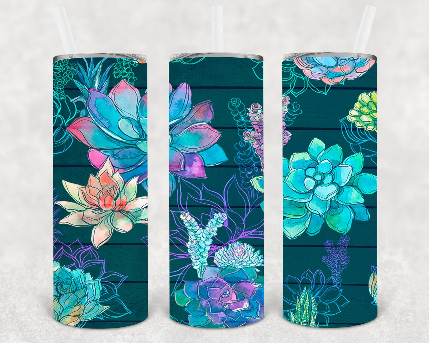Succulents 20 oz Skinny Tumbler
